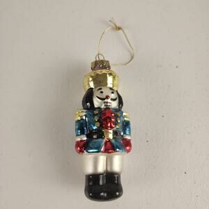 Vintage Blown Glass Nutcracker Soldier Christmas Tree Ornament Original Box
